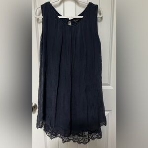H Trend Lace Back Silk Sleeveless Dress Tunic